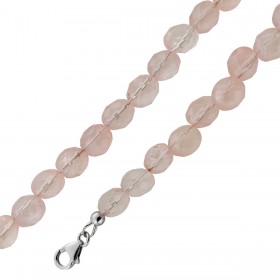 Rosenquarz Kette Silber 925 pastellrosa Madagaskar Rosenquarz Top AAA 