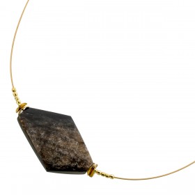 Muskovit Collier vergoldet anthrazit Muskovit Edelstein 65ct.