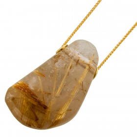 Rutilquarz Kette vergoldet weiss goldener Rutilquarz 95ct