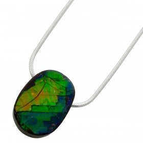 Ammolit Schlangenkette Silber 925 grün orange blauer Ammolit Edelstein 60ct.