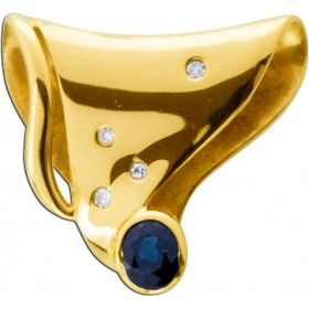 Saphir Anhänger Gold 585 14K Diamanten  blauer Saphir