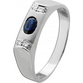 Saphir Ring Gold 333 8K blauer Saphir 0.25ct Diamanten 0.04ct
