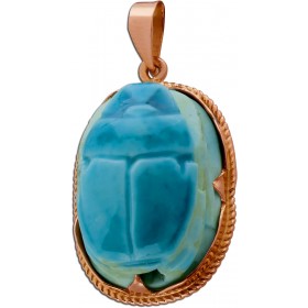 Skarabäus Käfer Anhänger Rosegold 750 18K hellblauer Türkis 15ct Antikschmuck