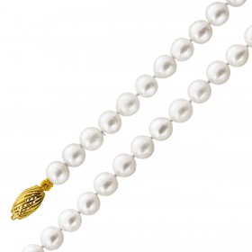 Perlenkette 90cm Akoyaperlen 7.5-7mm Gold 333 8K 