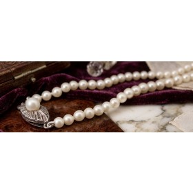 Perlenkette 45cm Akoyaperlen 7.5-3.3mm Antikschmuck