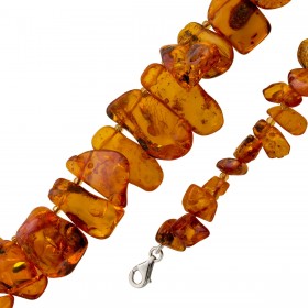 Bernsteinkette Baltische Natur Bernsteine 146ct Antikschmuck 1920