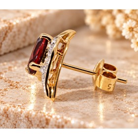 Spessartin Ohrstecker Gold 585 rote Spessartine Diamanten