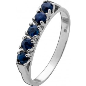 Saphirring Weißgold 585 14K blaue Saphir Edelsteine 0.45ct