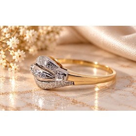 Diamantring Gold 585 14K Diamanten 0.10ct Antikschmuck