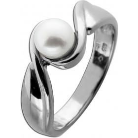 Perlenring Weißgold 585 14K Akoyaperle 5.5mm Antikschmuck