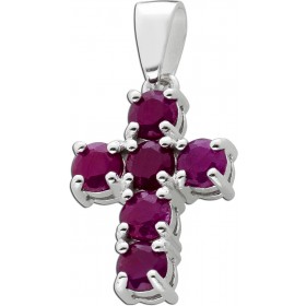Kreuz Rubin  Anhänger Silber 925 pinke Edelsteine