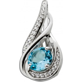 Blautopas Anhänger Silber 925 hellblauer Edelstein weiße Zirkonia