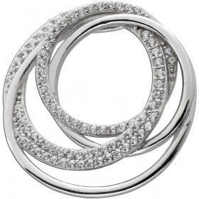 Runder Anhänger Silber 925 weiße Zirkonia poliert