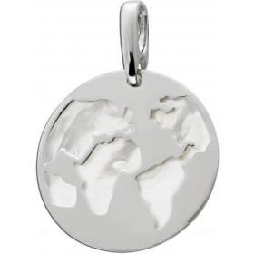 Perlmutt Anhänger Silber 925 rhodiniert Weltkarte