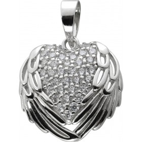 Herz Engelsfügel Anhänger Silber 925 Brillant Synthesen rhodiniert