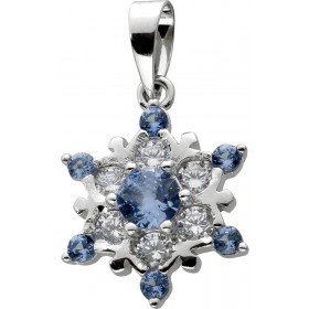 Anhänger Schneeflocke Silber 925 Aquamarine und Brillant Synthesen