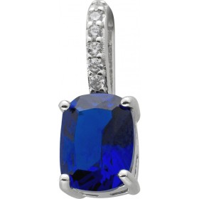 Anhänger Silber 925 Saphir Synthese Brillant Synthesen rhodiniert