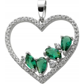 Herz Anhänger Silber 925 Smaragd grün  Synth weiße Zirkonia