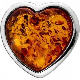 Bernstein  Anhänger Herz  Silber 925 cognac brauner 