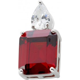Anhänger Silber 925 Granat und Diamant Synthesen Edelstein Look 