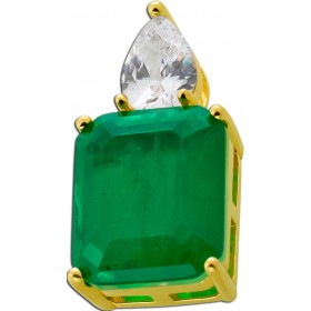 Anhänger Silber 925 Vergoldet Smaragd und Diamant Synthesen Edelstein Look 