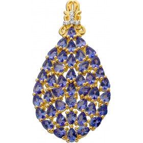 Tansanit Anhänger Silber vergoldet nat Tansanit Edelsteine weiße Zirkonia