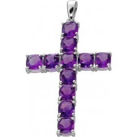 Kreuz Anhänger Silber 925 nat. Amethyst Edelsteine 7.15ct