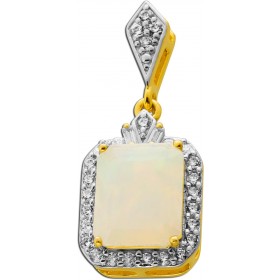 Opal Anhänger Silber vergoldet nat Opal 1,5ct. weiße synth. Zirkonia 0.47ct