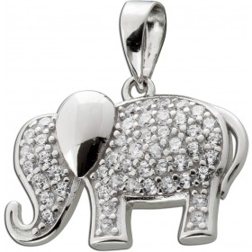 Elefant Anhänger Silber 925 weiße Zirkonia Steine