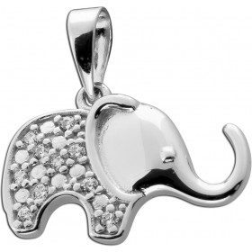 Elefant Anhänger Silber 925 weiße Zirkonia Steine