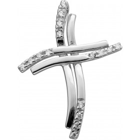 Kreuzanhänger Silber 925 rhodiniert weiße Zirkonia 