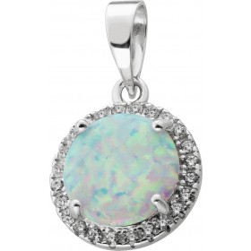 Anhänger Silber 925 synthetischer Opal weiss Zirkonia 