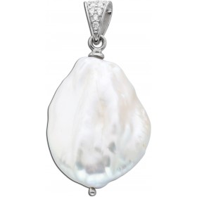 Anhänger Silber 925 weiße Barock Perle weiße Zirkonia