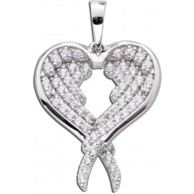 Flügel Herz Anhänger Silber 925 weisse Zirkonia 