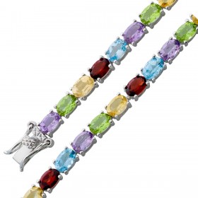 Amethyst Armband Silber 925 Peridot Citrin Granat Blautopas 