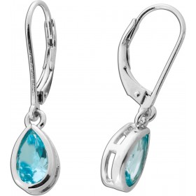 Blautopas Ohrhänger Silber 925 wasserblauer synthetischer Stein