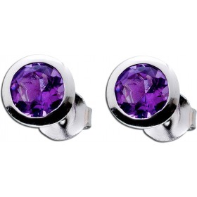 Amethyst Ohrringe Silber 925 violetter Solitär Edelstein