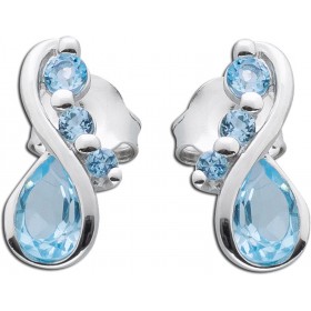 Blautopas Ohrstecker Sterling Silber 925 wasserblaue Edelsteine