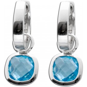 Blautopas Ohrringe Creolen Silber 925 wasserblaue Edelsteine