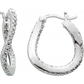 Creolen Silber 925 Endless Endlos weiße Zirkonia  funkelnde Scharnier