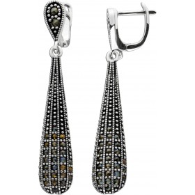 Markasit Ohrhänger Silber 925 schwarze Natur Edelsteine
