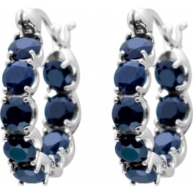 Saphir Creolen Silber 925 nachtblaue Edelsteine  