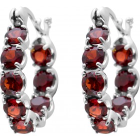 Granat Creolen Silber 925 weinrote Edelsteine 