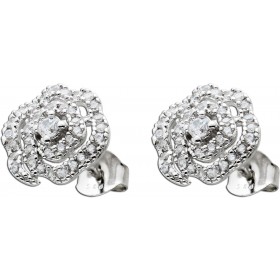 Ohrstecker Silber 925 weiße Zirkonia Rosenblüten Design