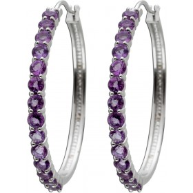 Amethyst Creolen 35mm Sterling Silber 925 lila Edelsteine
