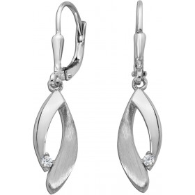 Ohrhänger Silber 925 rhodiniert poliert mattiert 2 Weiße Zirkonia 