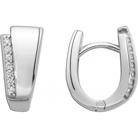 Creolen Silber 925 14 Zirkonia Krappengefasst poliert rhodiniert