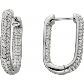 Ovale Creolen Silber 925 echte Zirkone poliert rhodiniert Krappen