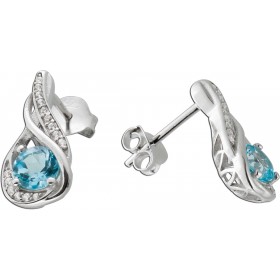 Blautopas Ohrstecker Silber 925 hellblaue Edelsteine weiße Zirkonia