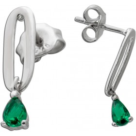 Ohrstecker Silber 9252 bewegliche Anhänger grüne Zirkonia poliert